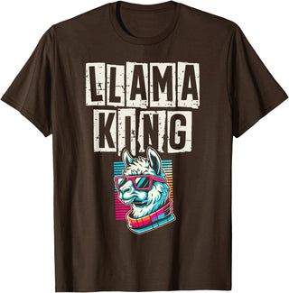 Llama Alpaca Lover Gifts Llama King Llamas Animal Lover T-Shirt - Brown