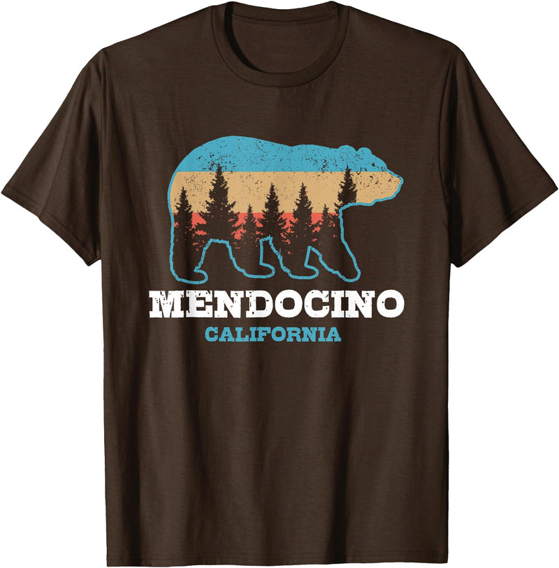 Vintage Mendocino California Souvenirs & Gifts Mendocino Vintage California Grizzly Bear Nature Souvenir T-Shirt - Brown