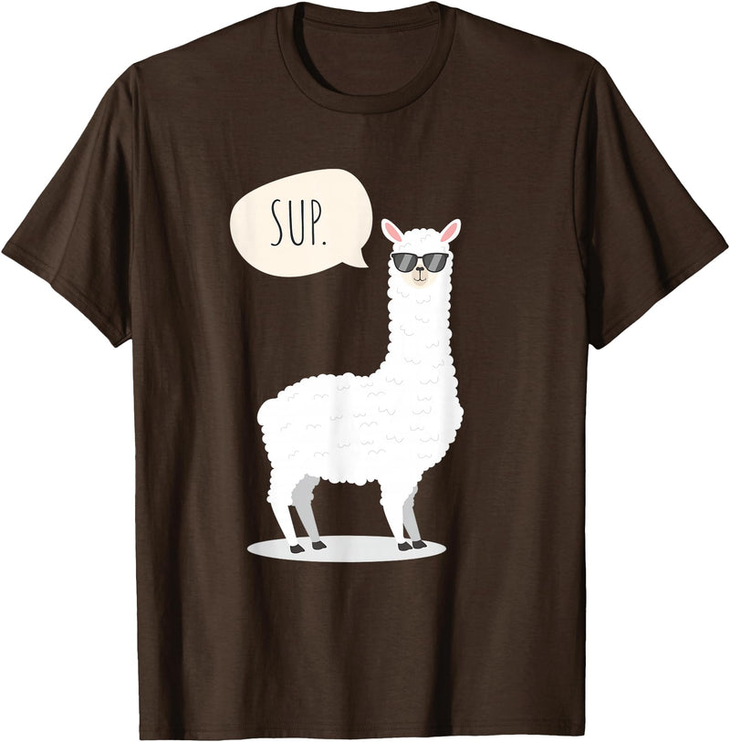 Funny & Cute Llama Gifts by OMG Sup No Drama Llama Alpaca T-Shirt - Brown
