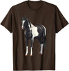 Horse Lover Art by CSForest Beautiful Black Pinto Paint Horse Quarter Horse T-Shirt - Brown