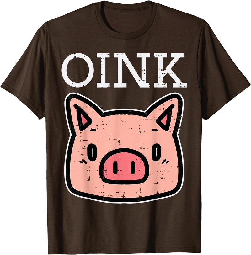 Pig Lover Shirts For Men Women Kids Oink Pig Face Cute Hog Head Girls Boys Kids Toddler Women T-Shirt - Brown