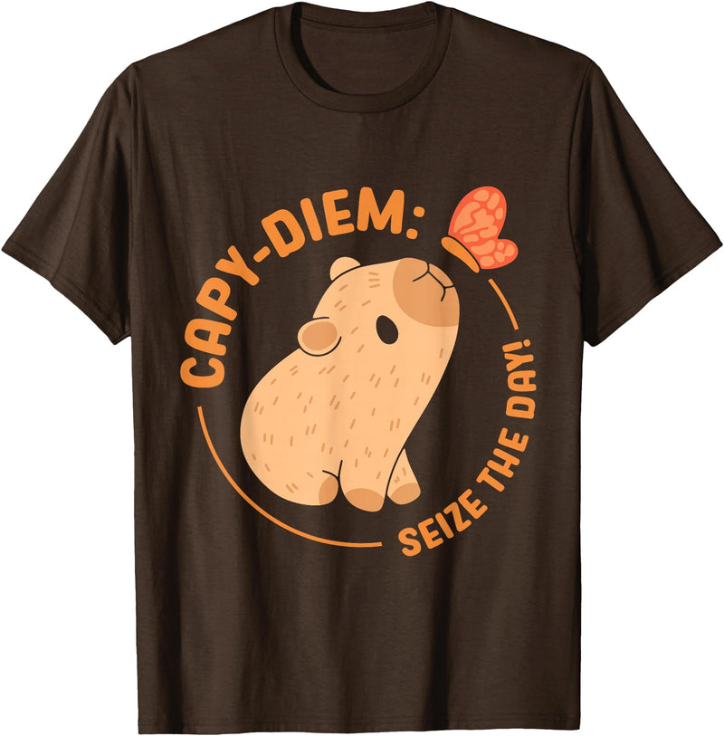 Animals Cute Capybaras Rodent Capybara Capy Diem: Take advantage of the day Capybara's water pig Capybara T-Shirt - Brown