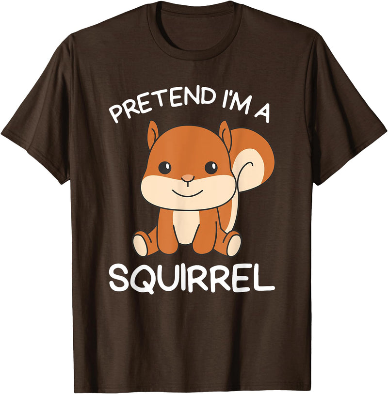 Last Minute Halloween Squirrel Tee Pretend I'm A Squirrel Halloween Costume T-Shirt - Brown