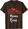 Cute Xmas Gifts Tartan Bear Cub Matching Costumes Mama Bear Buffalo Red Plaid Christmas Pajama Family Outfits T-Shirt - Brown