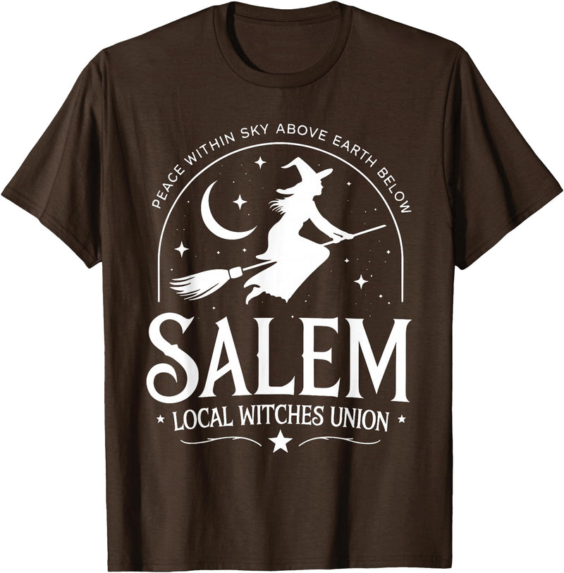 Salem Witch Halloween Apparel Salem Local Witches Union 1692 Witch Halloween Costume T-Shirt - Brown