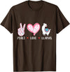 Peace Love llama Lovers Designs Co. Peace Love Llamas Gift for Girls Boys Kids Women Men Llama T-Shirt - Brown