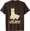 Llama Gifts For Llama Lovers Llama Lover I Just Really Like Llamas, OK Funny Llama T-Shirt - Brown