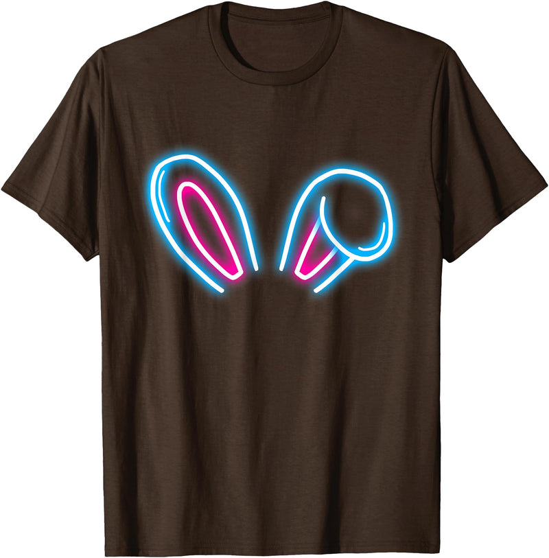 Blue Magenta Bunny Ears Cute Rabbit Pet Rabbit Lover Gift T-Shirt in Brown