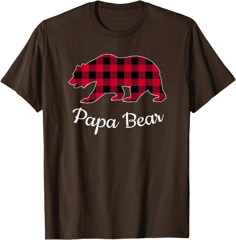 Papa & Mama Bear Outfit Papa Bear Pajama Red Buffalo Plaid T-Shirt - Brown