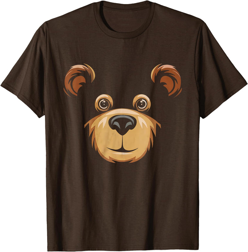 Bear Face Halloween Costume Outfit Brown Bear Tee Bear Face Halloween Costume Brown Bear Animal Kids T-Shirt - Brown