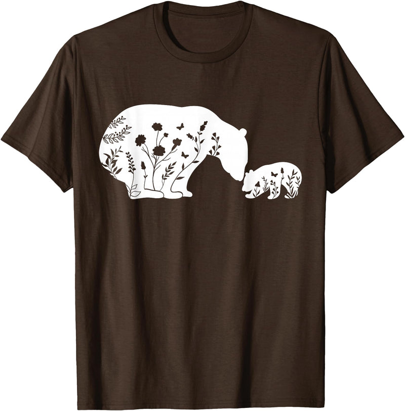 Funny Mama Bear Family Matching Gifts Clothing DJ Mama Bear T-Shirt - Brown