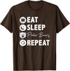 Hiking Lover Design Eat Sleep Polar Bears Repeat T-Shirt - Brown