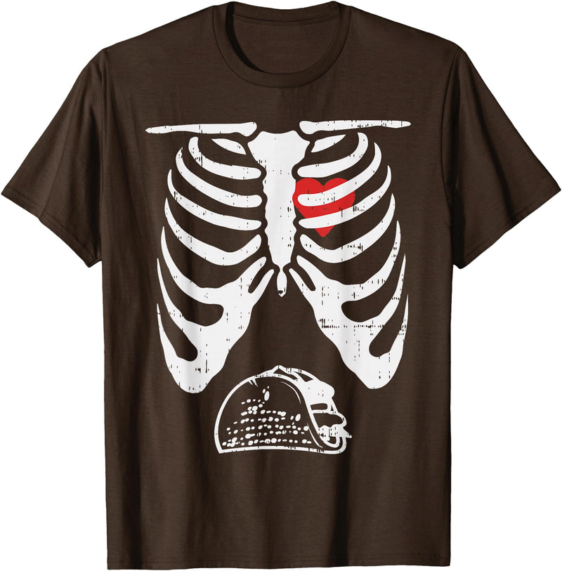 Funny Halloween Shirts Lazy Costume Party Skeleton Pregnancy Taco Halloween Mexican Baby Reveal Dad T-Shirt - Brown