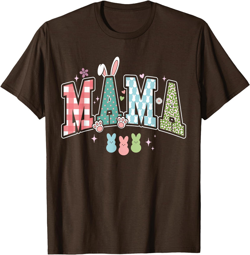 Mama Easter Day Funny Easter Mom Rabbit T-Shirt in Brown