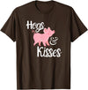 Hogs and Kisses Everyone loves Pigs Design Hogs and Kisses Cute Pig T-Shirt - Brown