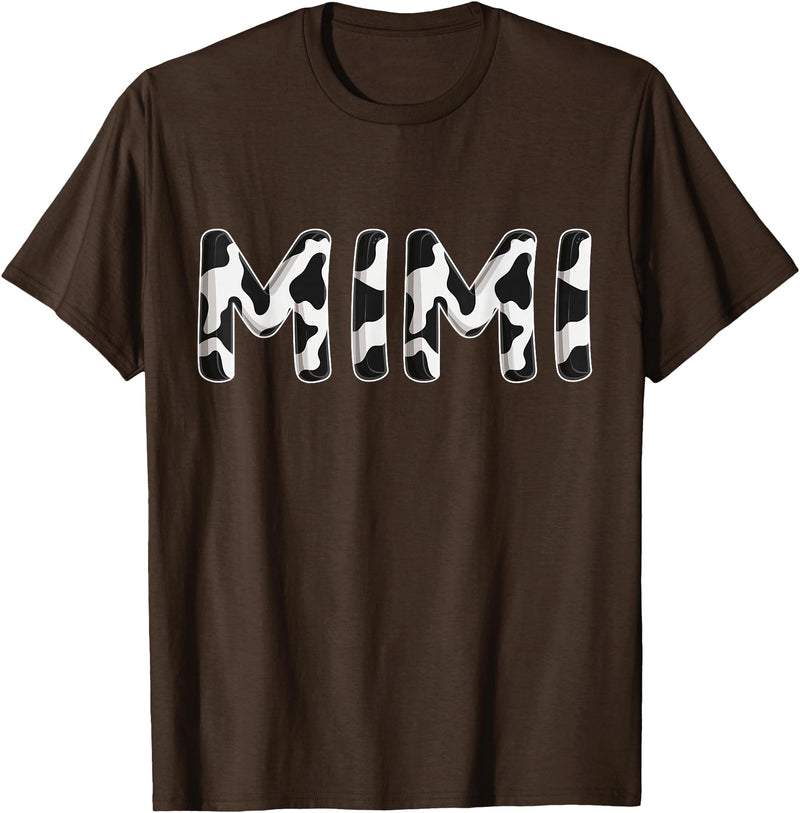 Cow Pattern Print Family Matching Birthday Shirts Cow Mimi Birthday Family Matching Mothers Day Boy Girl Farm T-Shirt - Brown