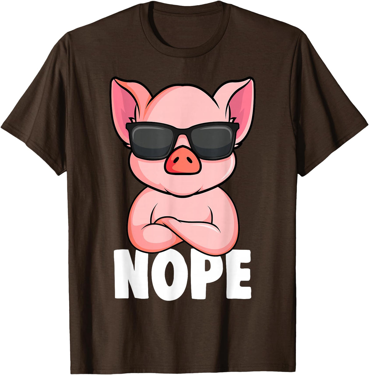 Funny Pig Lover & Owner Gift Ideas Pigs Nope Pig Children Girls Pig T-Shirt - Brown