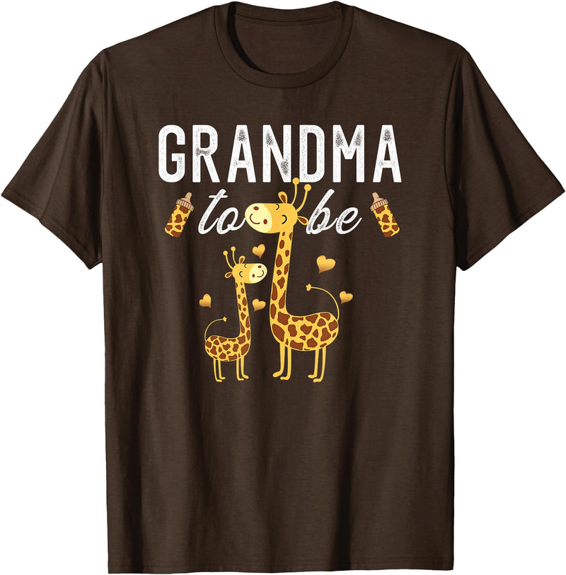 Giraffe Baby Shower Party Ideas For Grandma To Be Grandma To Be Giraffe Baby Shower Cute T-Shirt - Brown