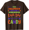 Lunch Lady Tired Halloween Apparel Lunch Lady Trick Or Treat Cafeteria Worker All Hallows' Eve T-Shirt - Brown