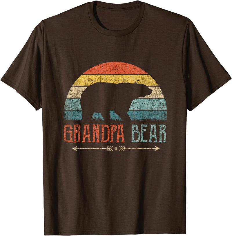 Cute Bear Family Matching Shirts & Gifts Grandpa Bear Vintage Retro Granddad Outfit Grandfather T-Shirt - Brown