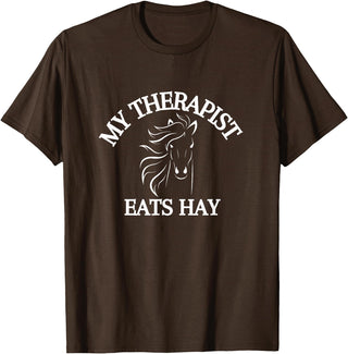 My Therapist Eats Hay Co. My Therapist Eats Hay Funny Horse Lover T-Shirt - Brown