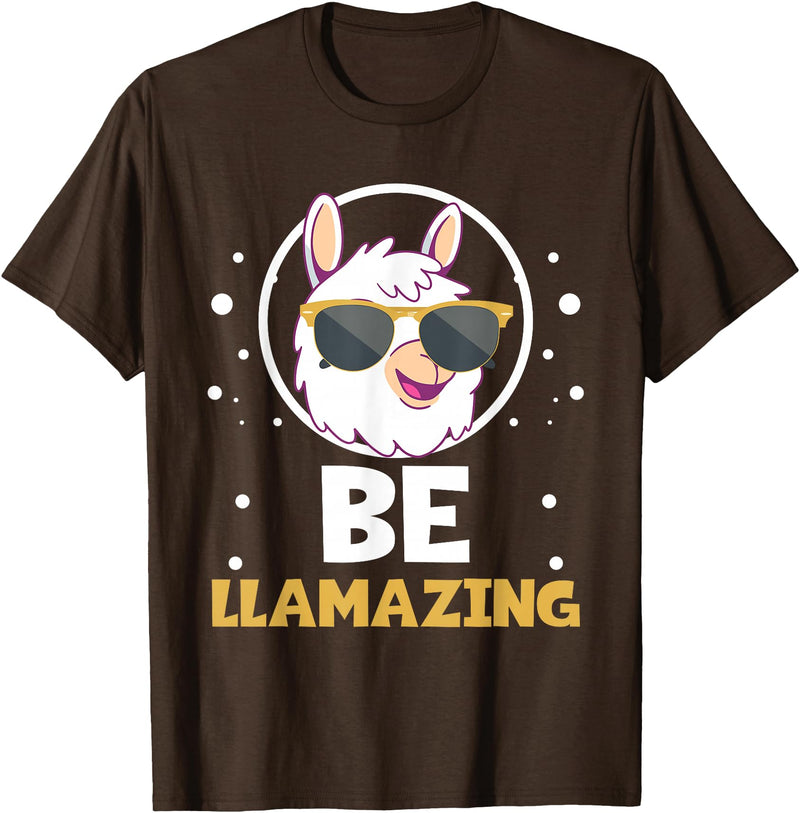 LLama Squad Shirts and Gifts Cute Amazing Llama Pun Be Llamazing Llama Lover T-Shirt - Brown