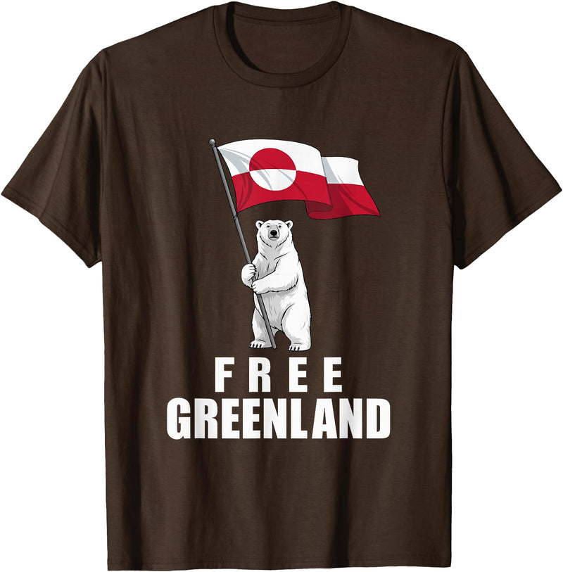 Free Greenland Shirts For Men Women Free Greenland Bear with Flag Greenlanders Kalaallit T-Shirt - Brown