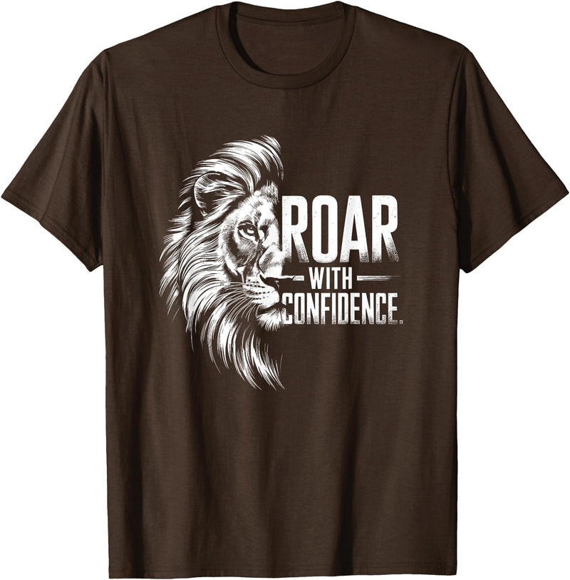 Wild Spirit Animal Theme Designs For Men And Women Roar with Confidence - Lion Design For Him And Her T-Shirt - Brown