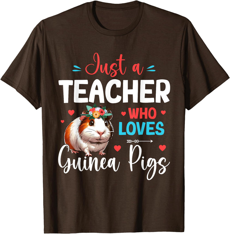 Teacher Birthday Costume A Teacher Loves Guinea Pigs Costume Floral Cute Guinea Pig Men Women Kids T-Shirt - Brown