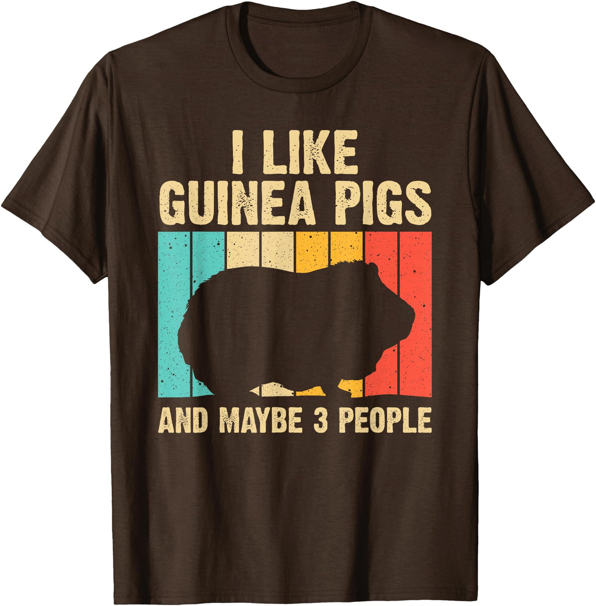 Cool Vintage Guinea Pig Gift Domestic Cavy Animal Funny Guinea Pig Design For Men Women Kids Guinea Pig Lovers T-Shirt - Brown