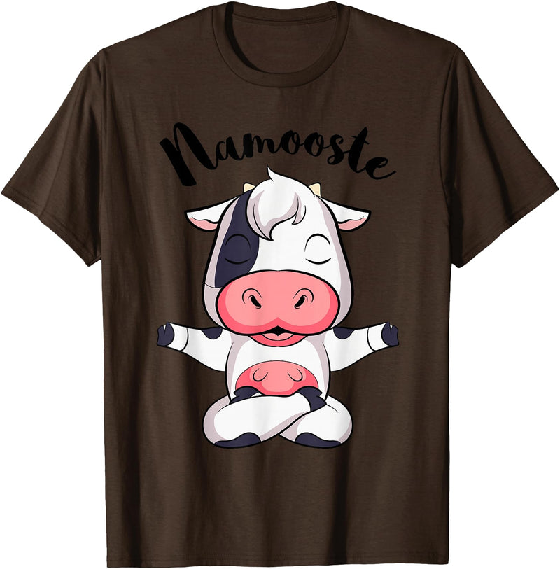 AdnDesigns Co. Funny Cow Yoga Shirts & Gifts Namoostee Cow Shirt Women Girls Cow Lover Gifts Namaste Yoga T-Shirt - Brown