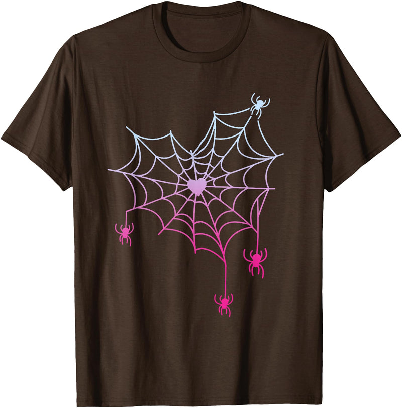 Spider Web Halloween Costume Pastel Goth Heart Cute T-Shirt T-Shirt - Brown