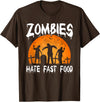Halloween Runner Costume Gifts Zombies Hate Fast Food Party T-Shirt - Brown