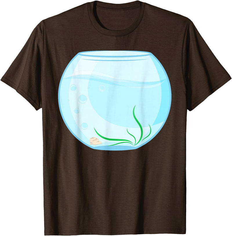 Humours Halloween Fish Bowl Outfits Funny Fish Bowl Costume T-Shirt - Brown