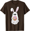 Cute Ghost Bunny Ghost Rabbit Easter Day Rabbit Lover T-Shirt in Brown