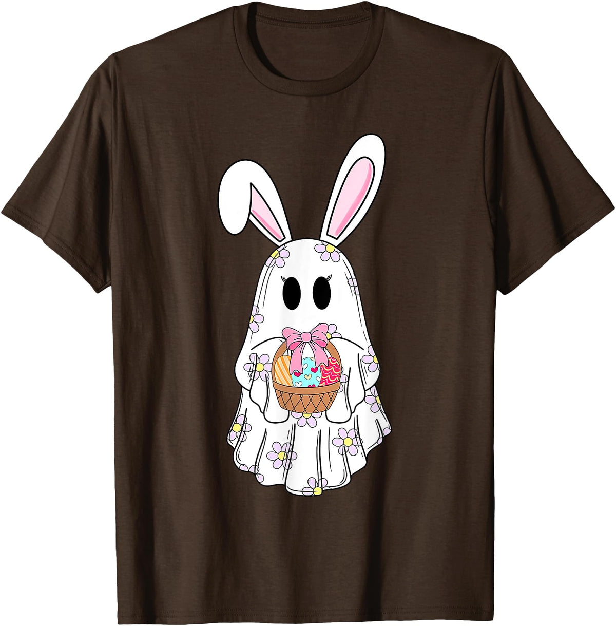 Cute Ghost Bunny Ghost Rabbit Easter Day Rabbit Lover T-Shirt in Brown