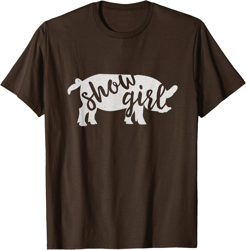 Pig Showing Gifts & Apparel Cute Show Pig Girl T-Shirt - Brown