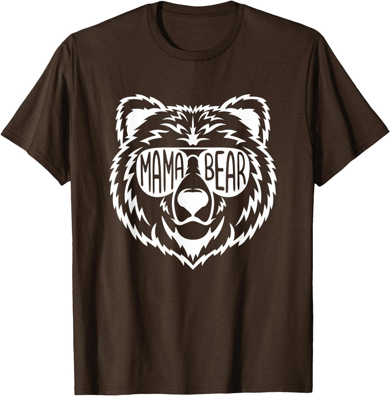 Funny Mothers Mama Bear Face Mama Bear Face Sunglasses Mother Mom Mommy T-Shirt - Brown
