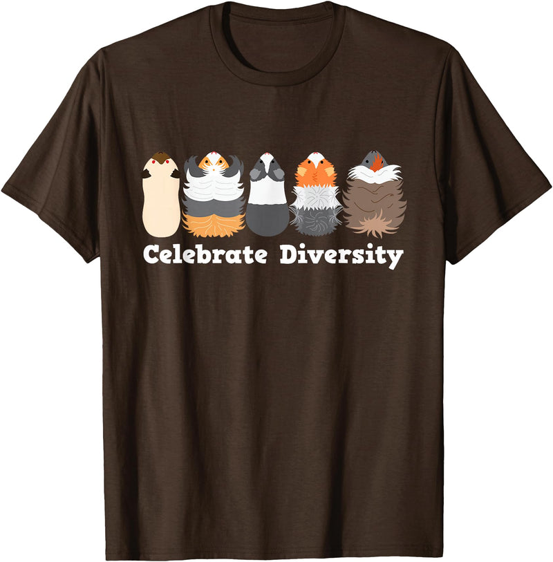 Guinea Pig Diversity Cute Rodent Lovers Celebrate Diversity Cute Party Theme Pet Lovers Guinea Pig T-Shirt - Brown