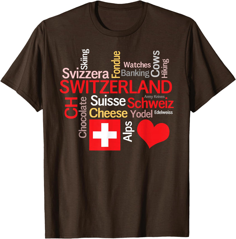 Simply Swiss Why I Love Switzerland T-Shirt - Brown