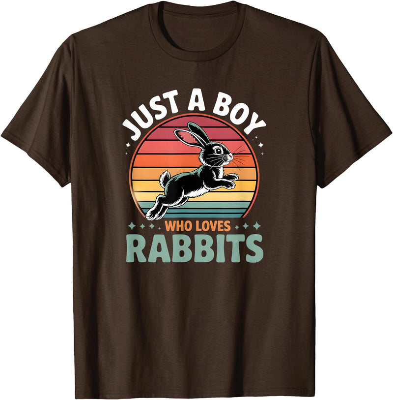 Cute Boys Rabbit Lover Bunny Graphic T-Shirt in Brown