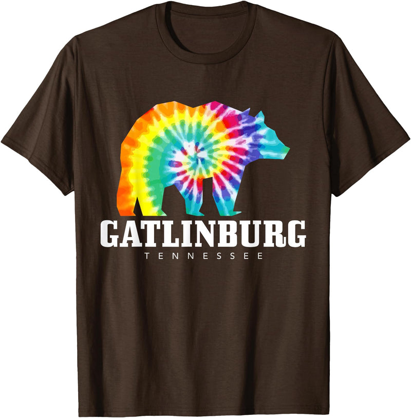 Gatlinburg Tennessee - Bear Tie Dye Gatlinburg Tennessee Bear Tie Dye Vintage Retro T-Shirt - Brown