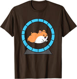 Hamster in a Hamster Wheel Pet Hamster T-Shirt - Brown
