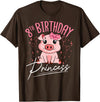 Pig Birthday 8 Cute Piggy Barn Party Apparel Pig 8th Birthday Princess Farm Party Hog Farmer Barnyard T-Shirt - Brown