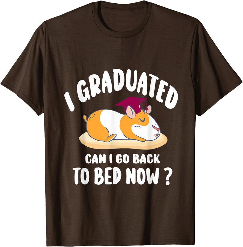 i graduated 2022 graduation -guinea pig Graduation i graduated can i go back to bed now - guinea pig Graduation T-Shirt - Brown