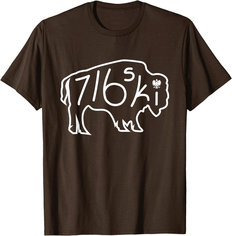 Buffalo Polish 716 716ski Dyngus Day Buffalo NY Polish T-Shirt - Brown