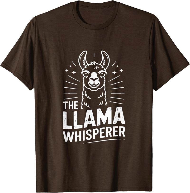 Llama Whisperer Funny Llama Lover Farm Humor The Llama Whisperer Funny Llama Lover Humor T-Shirt - Brown