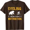 Cycling Needs Motivation - Bear Chasing Cyclist - Funny T-Shirt - Brown