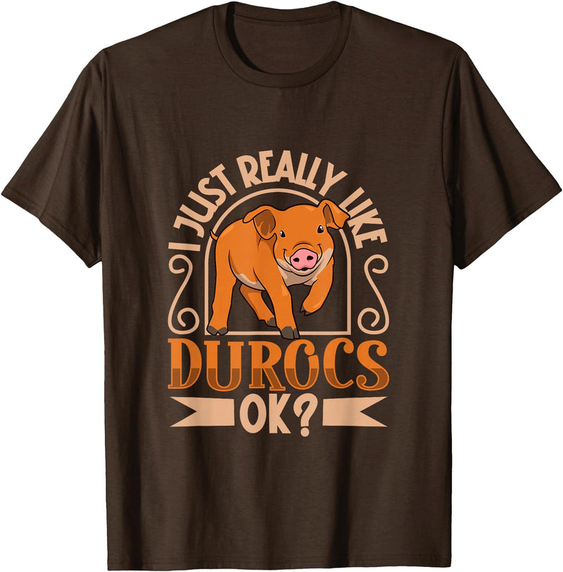 Creative Duroc Pig Designs I Love My Duroc Pig T-Shirt - Brown