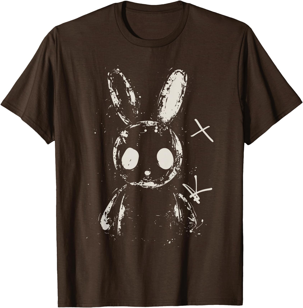 Creepy Cute Bunny Rabbit Alt Goth Grunge Horror Aesthetic T-Shirt in Brown